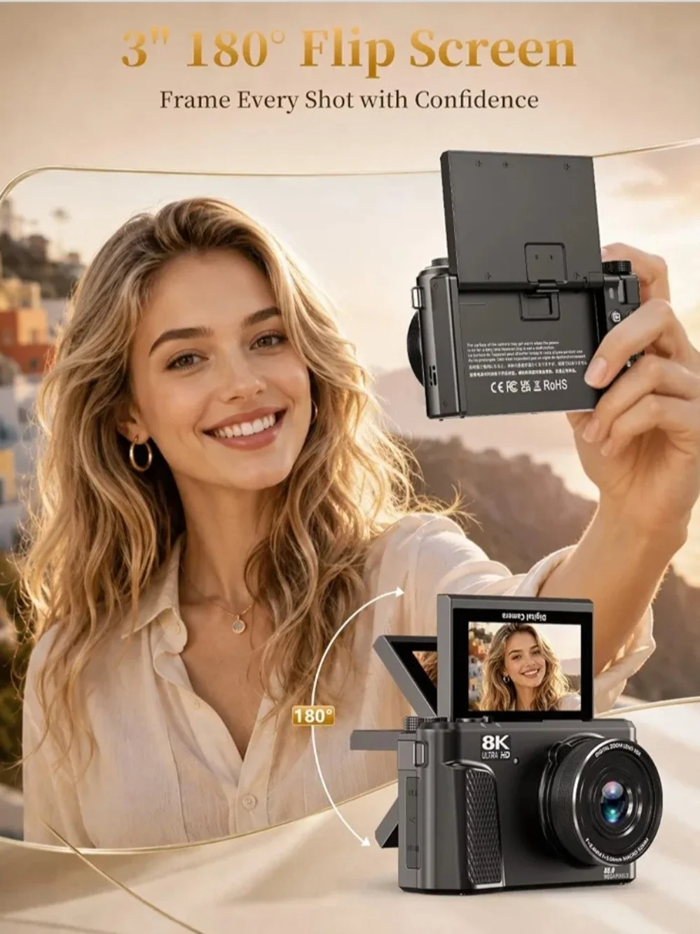 8K Digital Camera, 88MP Autofocus Camera for Beginners & Photography, WiFi 8K V